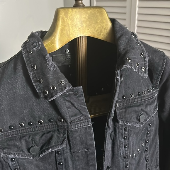 BLANK NYC Black Denim Distressed Studded Jacket - Picture 3 of 8